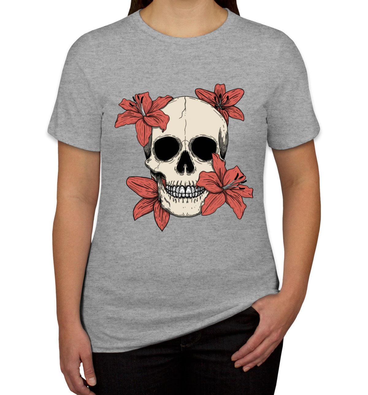 Skull With Flowers Women's T-shirt