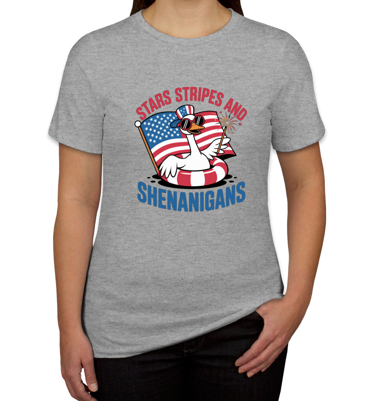 Stars Stripes And Shenanigans Independence Day Patriotic Women's T-shirt