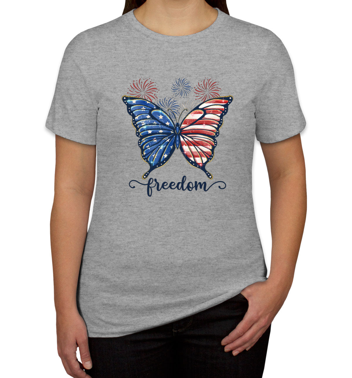 Freedom Butterfly USA Patriotic Women's T-shirt