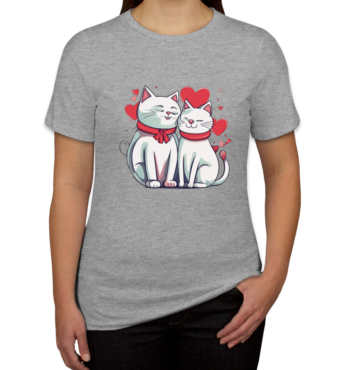 Cute Cat Couples Valentine's Day Women's T-shirt