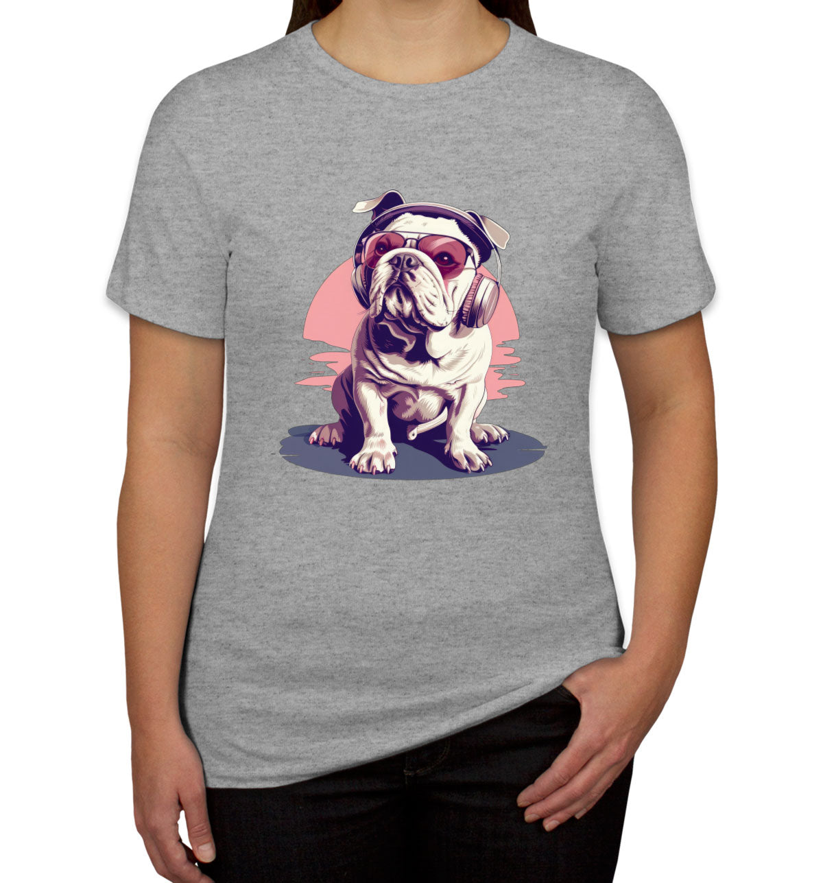 Vintage Bulldog With Headphone And Sunglasses Women's T-shirt