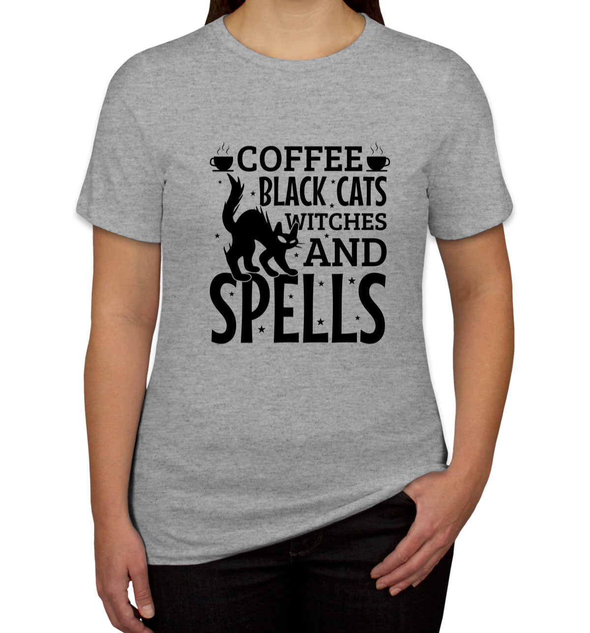 Coffee Black Cats Witches And Spells Halloween Women's T-shirt