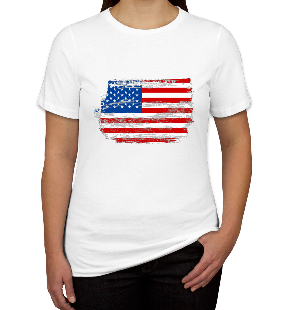 Distressed USA American Flag Women's T-shirt