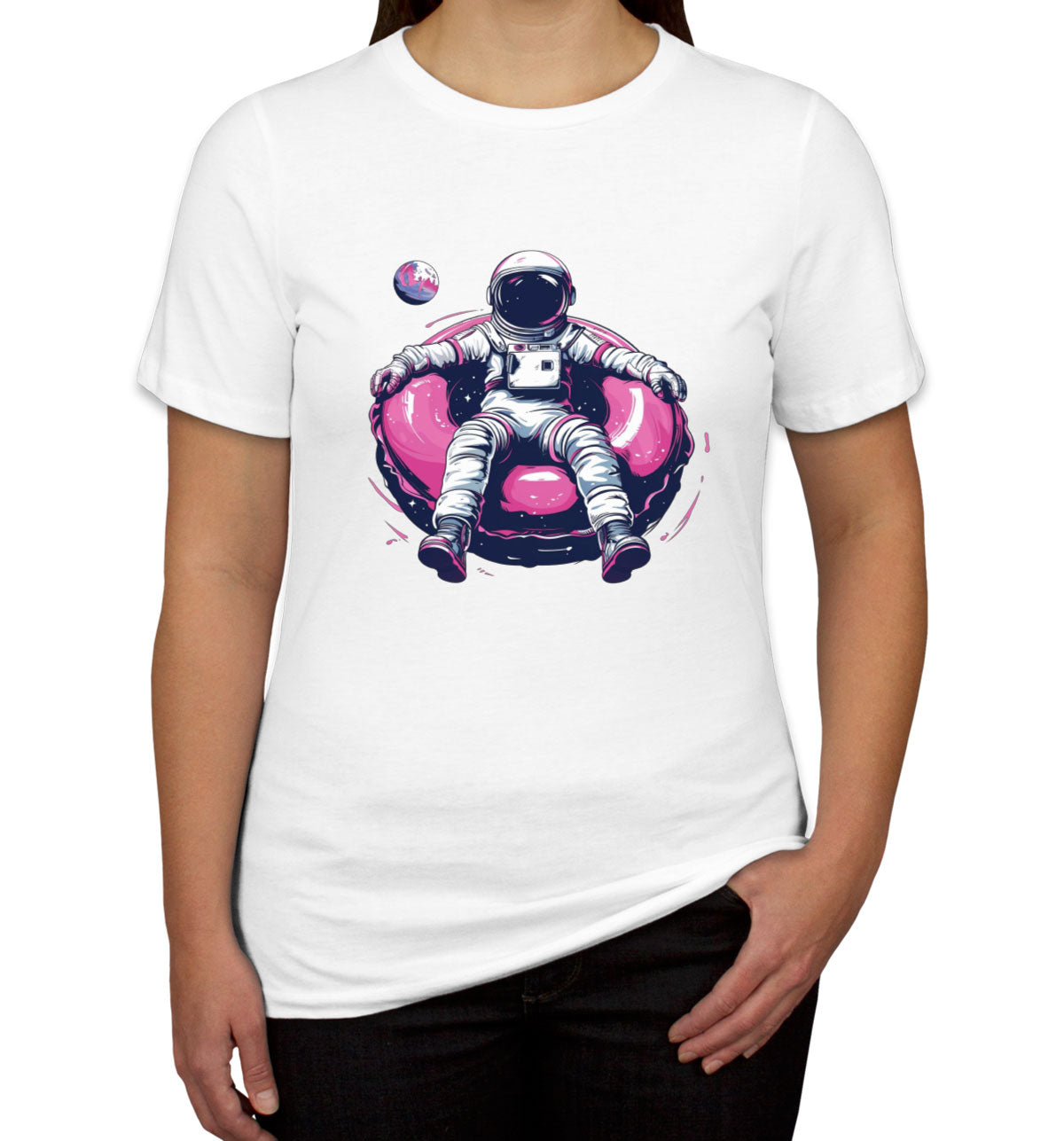 Astronaut On A Pink Float Women's T-shirt