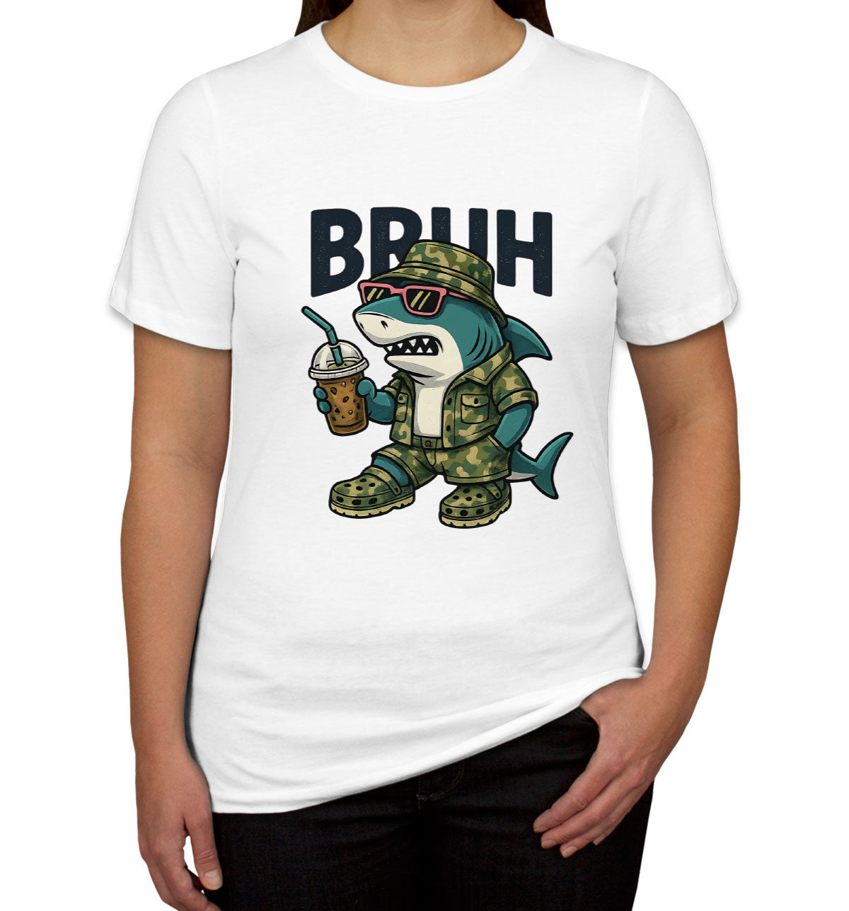 Camo Shark Bruh Hunting Women's T-shirt
