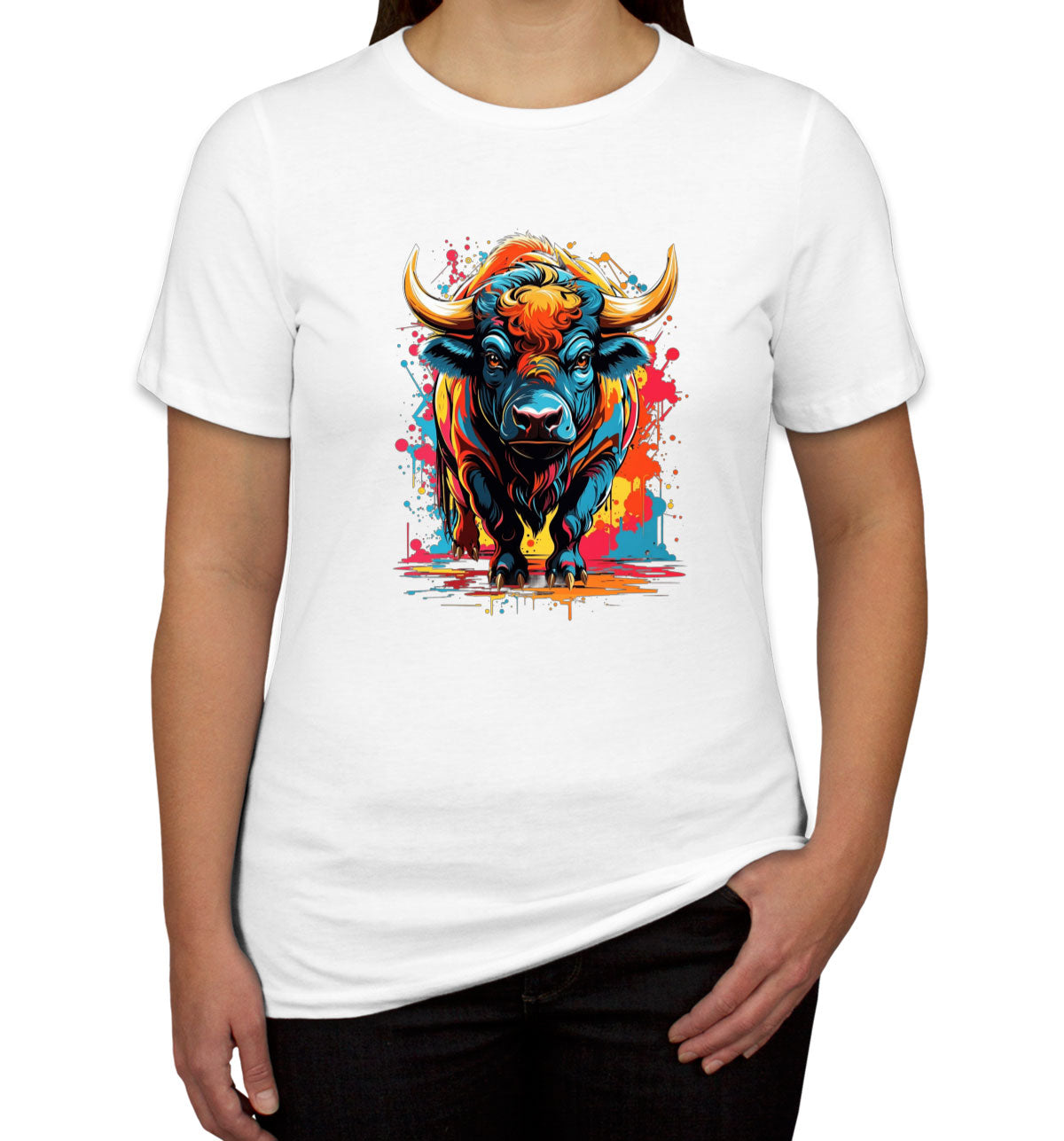 Illustration Colorful Bull Women's T-shirt