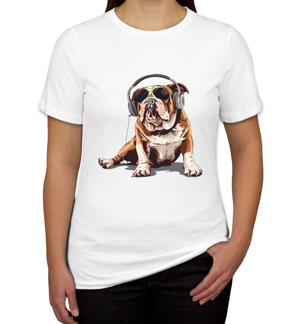 Bulldog With Headphone Women's T-shirt