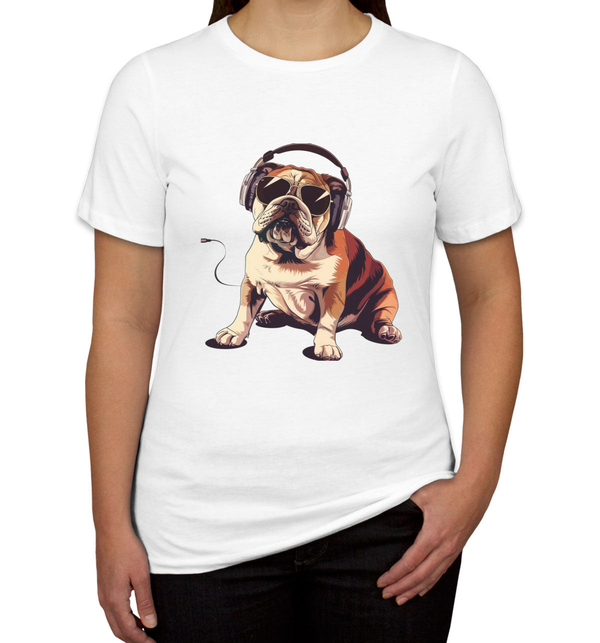 Bulldog With Headphone Women's T-shirt