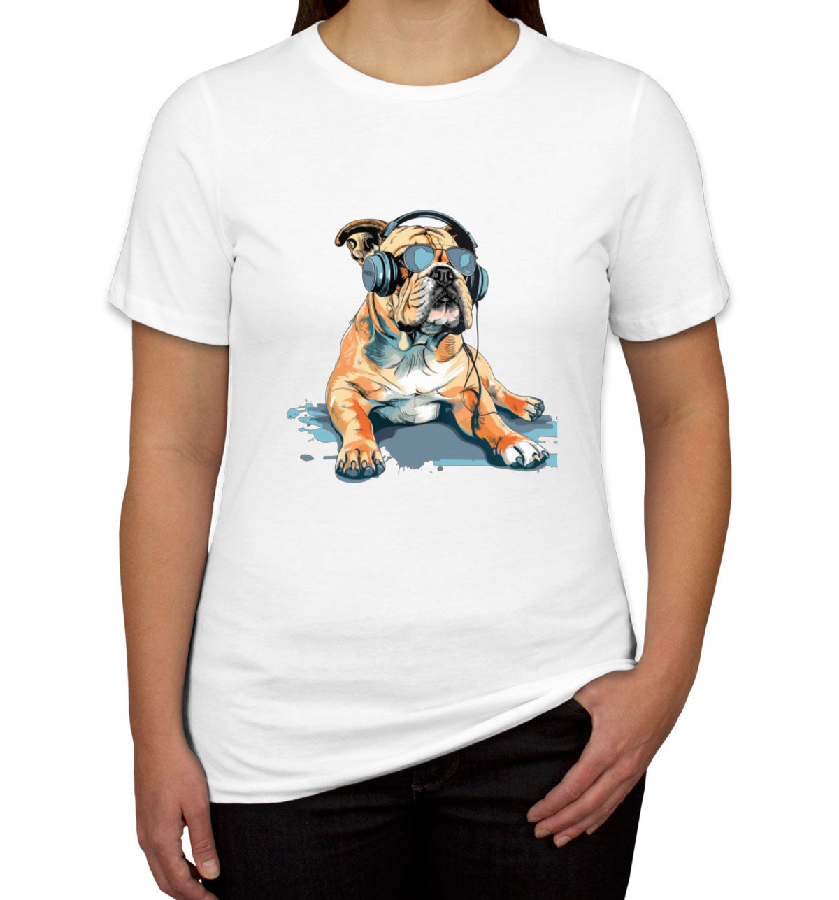 Bulldog With Headphone And Sunglasses Women's T-shirt