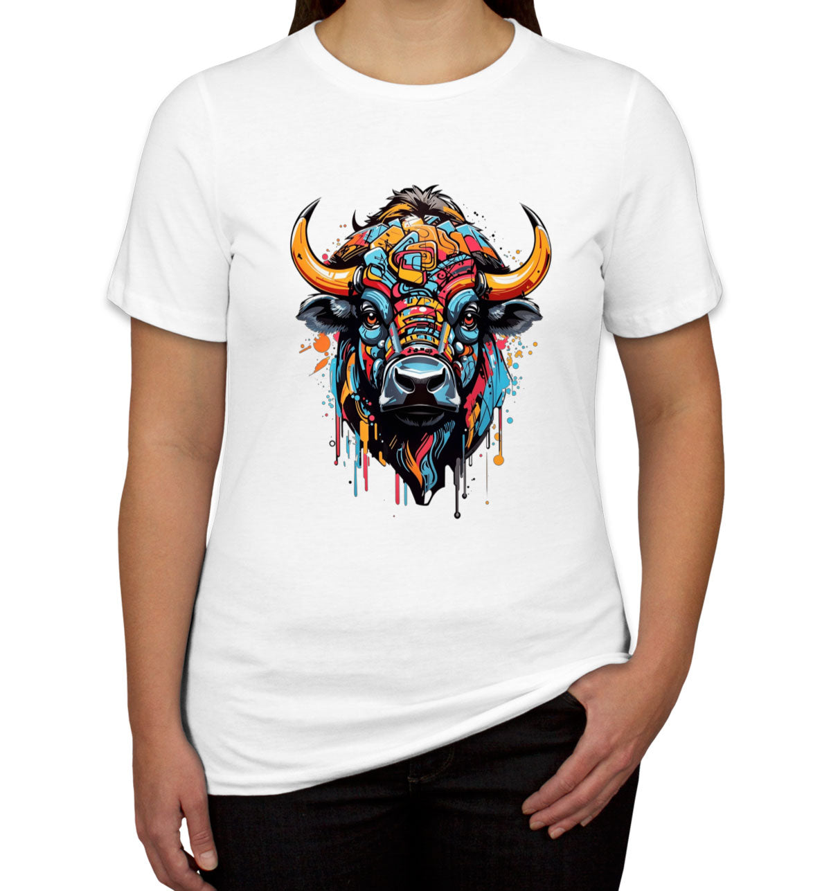 Illustration Colorful Bull head Women's T-shirt