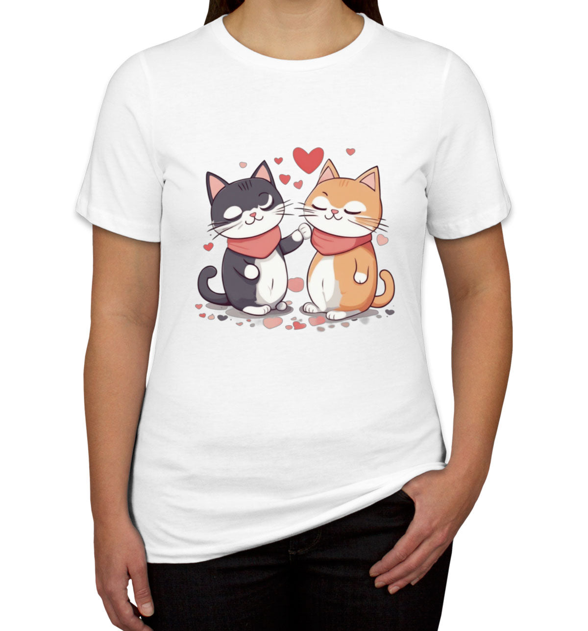 Cute Cat Couples Valentine's Day Women's T-shirt