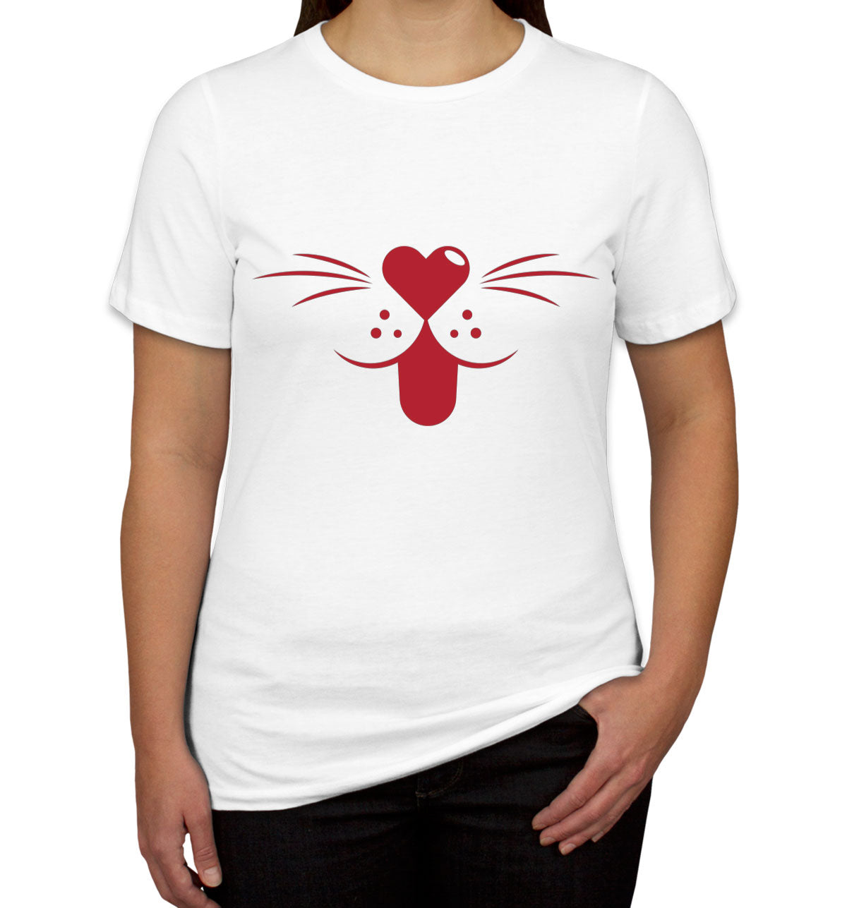 Cartoon Cat Mouth Women's T-shirt