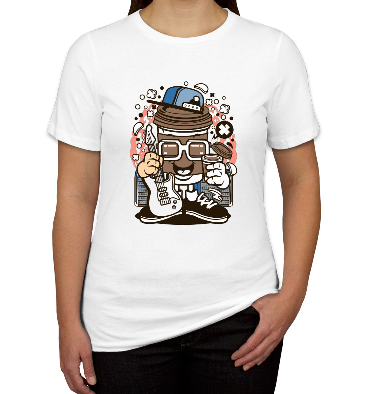 Coffee Cup Rock Cartoon Women's T-shirt