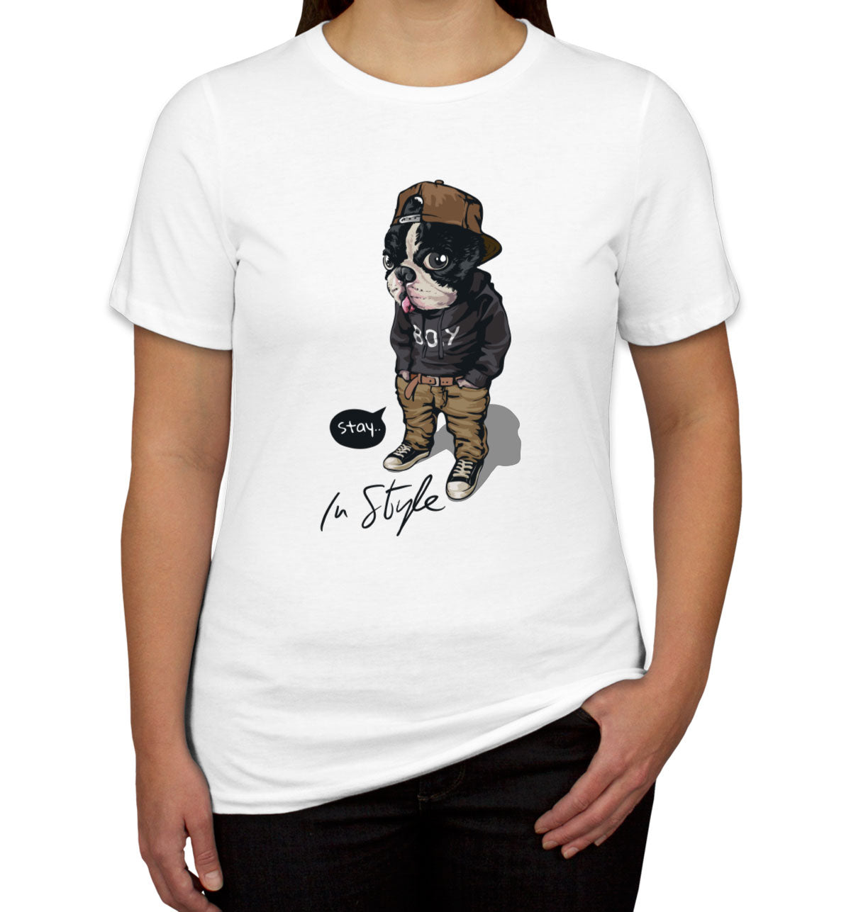 Cool Pug Boy Stay In Style Women's T-shirt