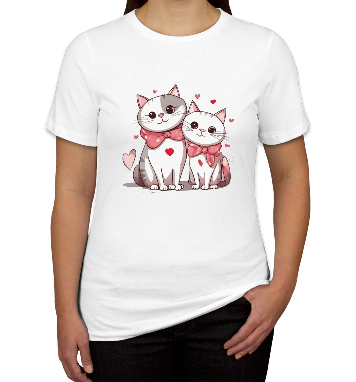 Cute Cat Couples Valentine's Day Women's T-shirt