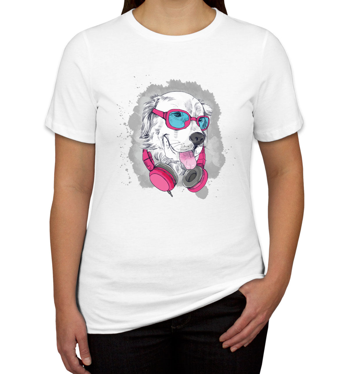 Cool Dog With Headphone Women's T-shirt