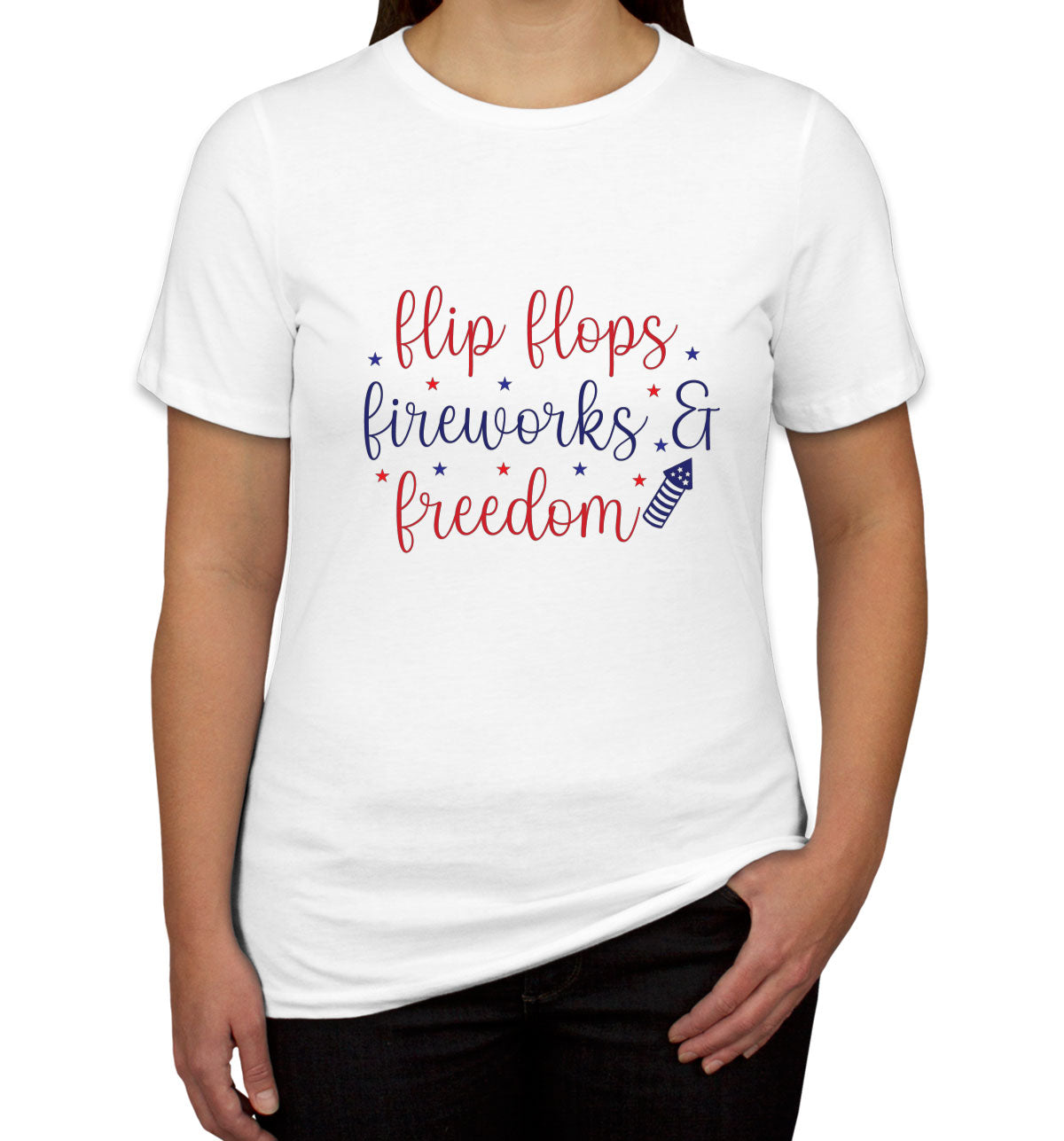 Flip Flops Fireworks And Freedom Patriotic Women's T-shirt