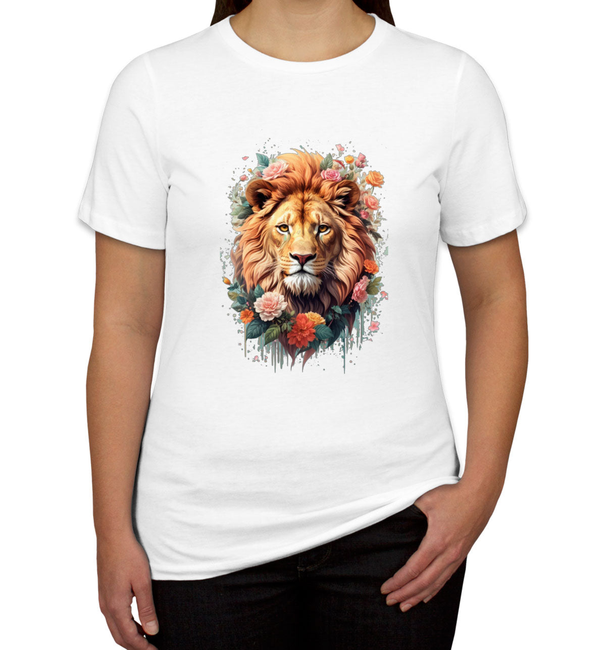 Lion With Floral Design Women's T-shirt