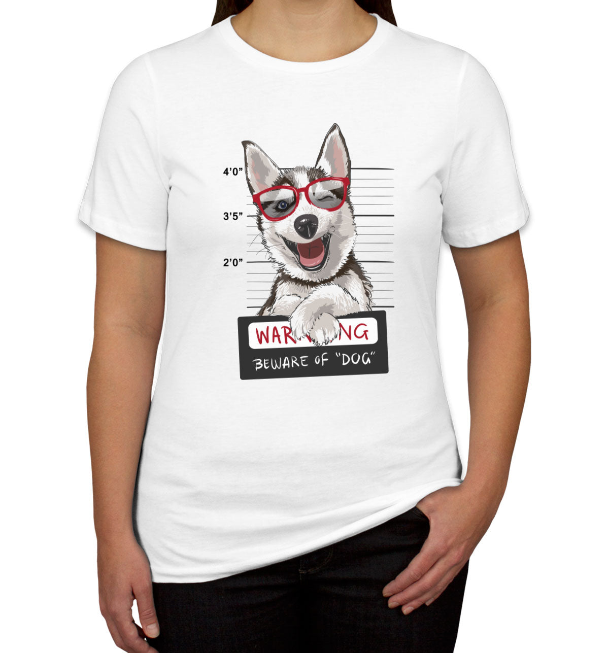 Happy Husky Dog Mugshot Women's T-shirt