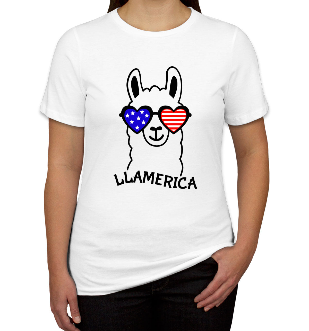 Llama America Patriotic Women's T-shirt