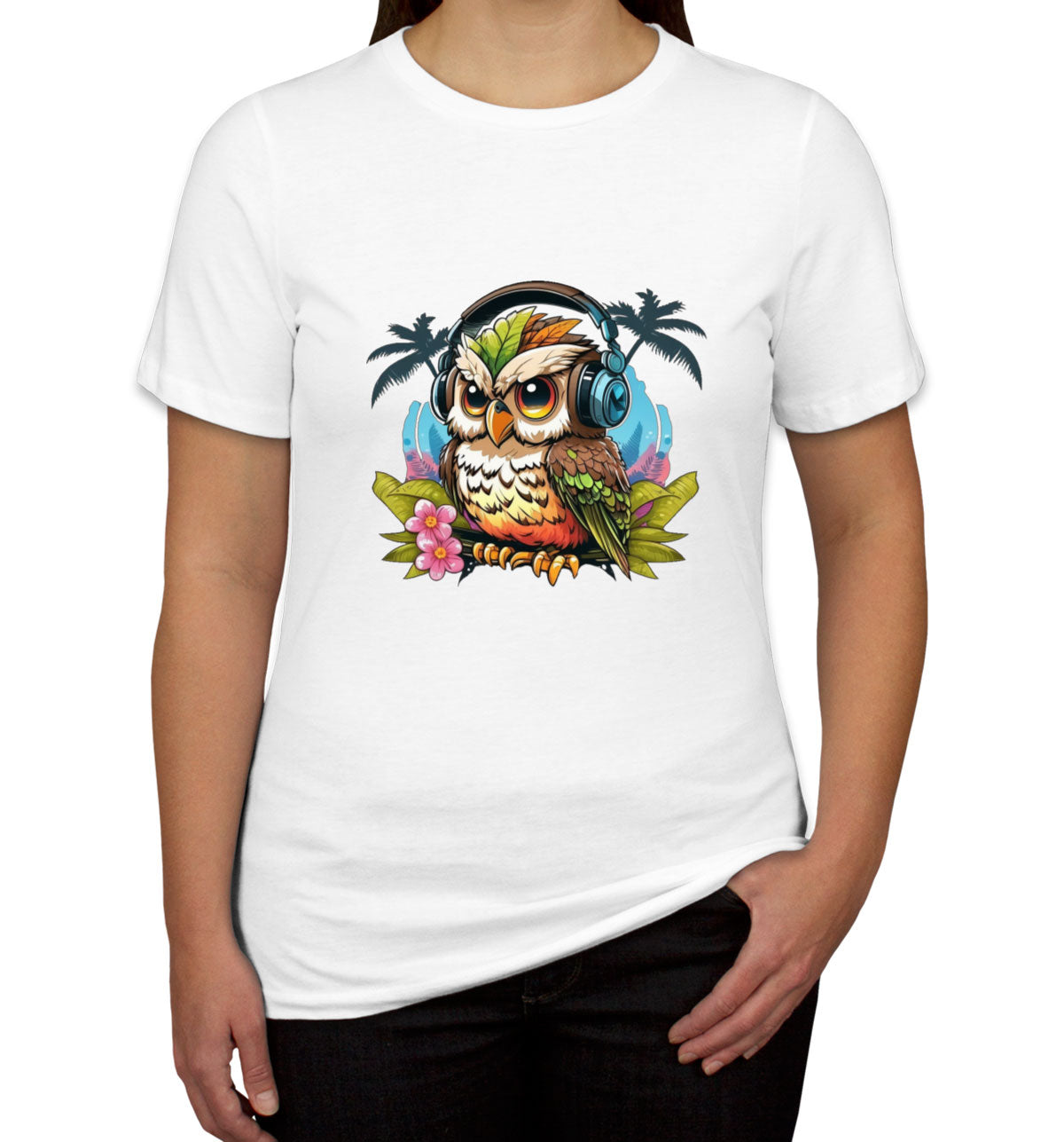 Owl Wearing Headphone Women's T-shirt