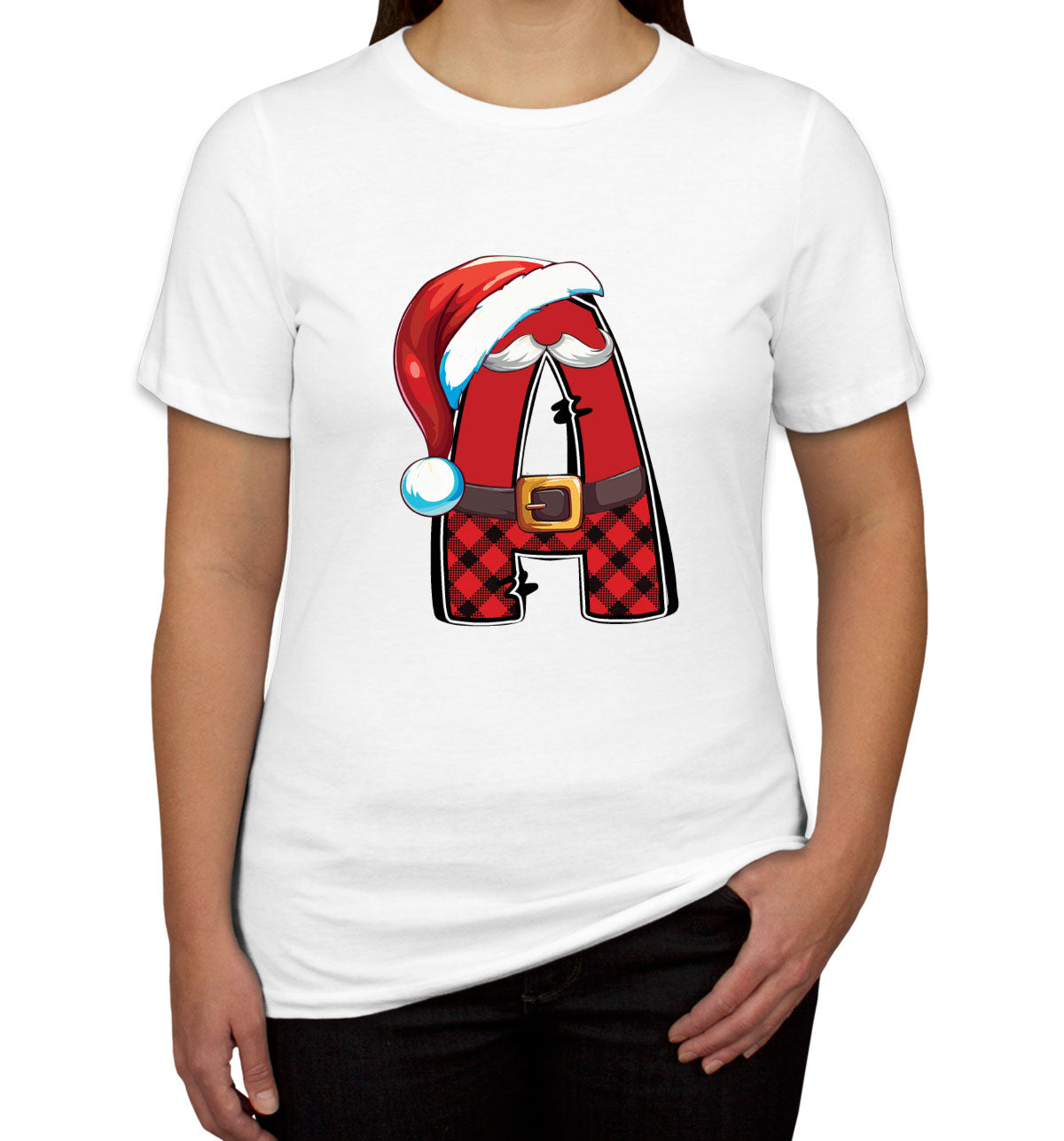 Christmas Santa Alphabet Letters [Custom Initial] Women's T-shirt