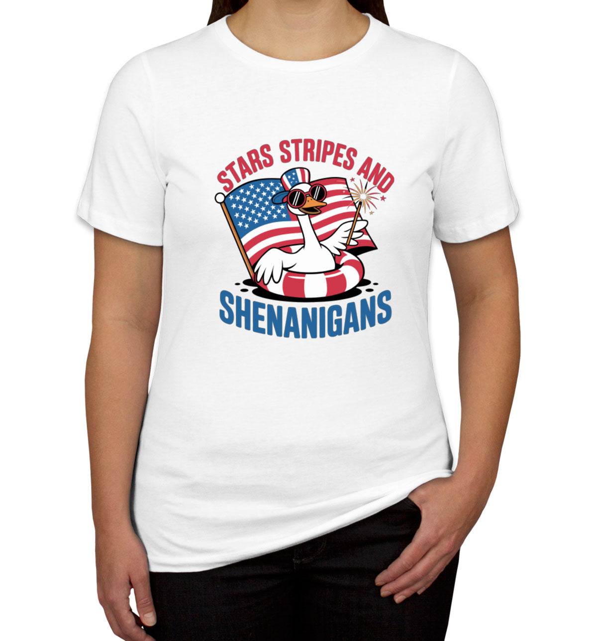 Stars Stripes And Shenanigans Independence Day Patriotic Women's T-shirt