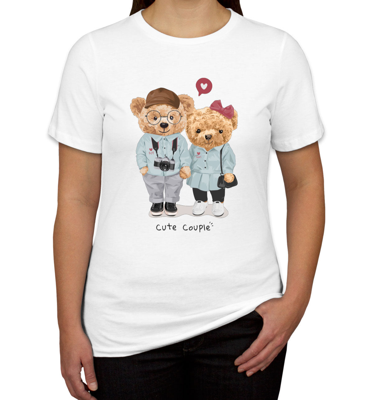 Teddy Bear Cute Couple Women's T-shirt