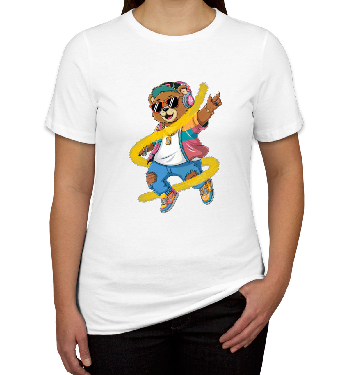 Teddy Bear With Headphone And Sunglasses Women's T-shirt
