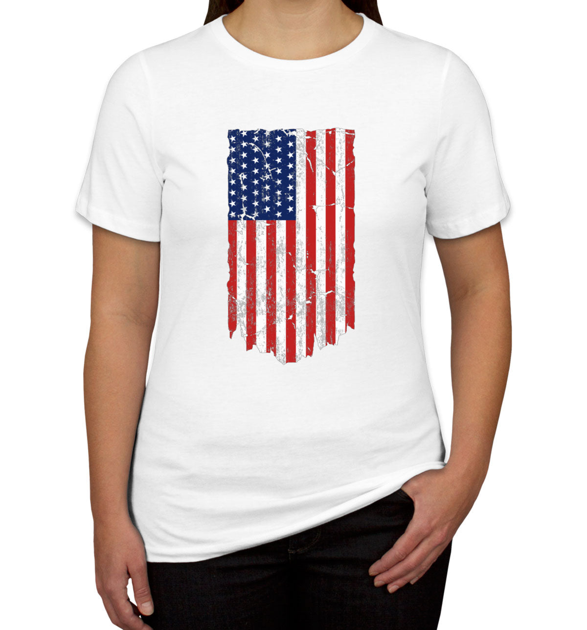 Distressed USA American Flag Women's T-shirt