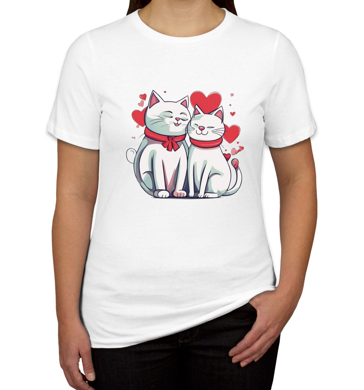 Cute Cat Couples Valentine's Day Women's T-shirt