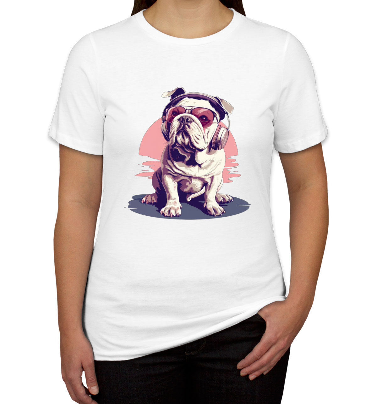Vintage Bulldog With Headphone And Sunglasses Women's T-shirt