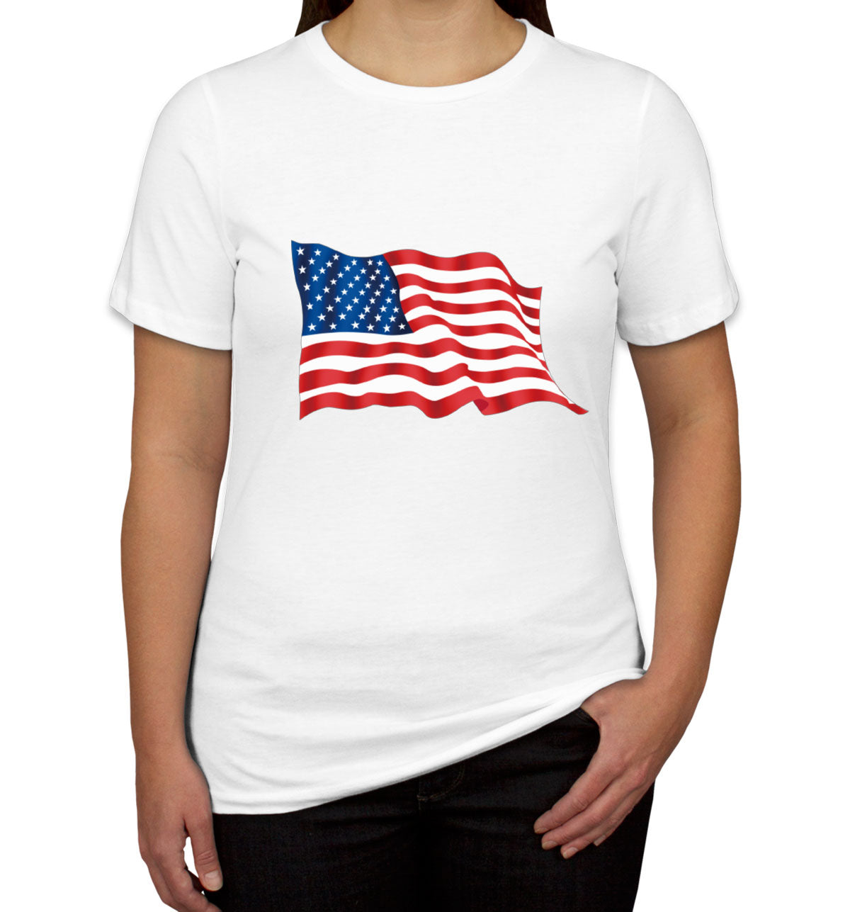 Waving American Flag Patriotic Women's T-shirt