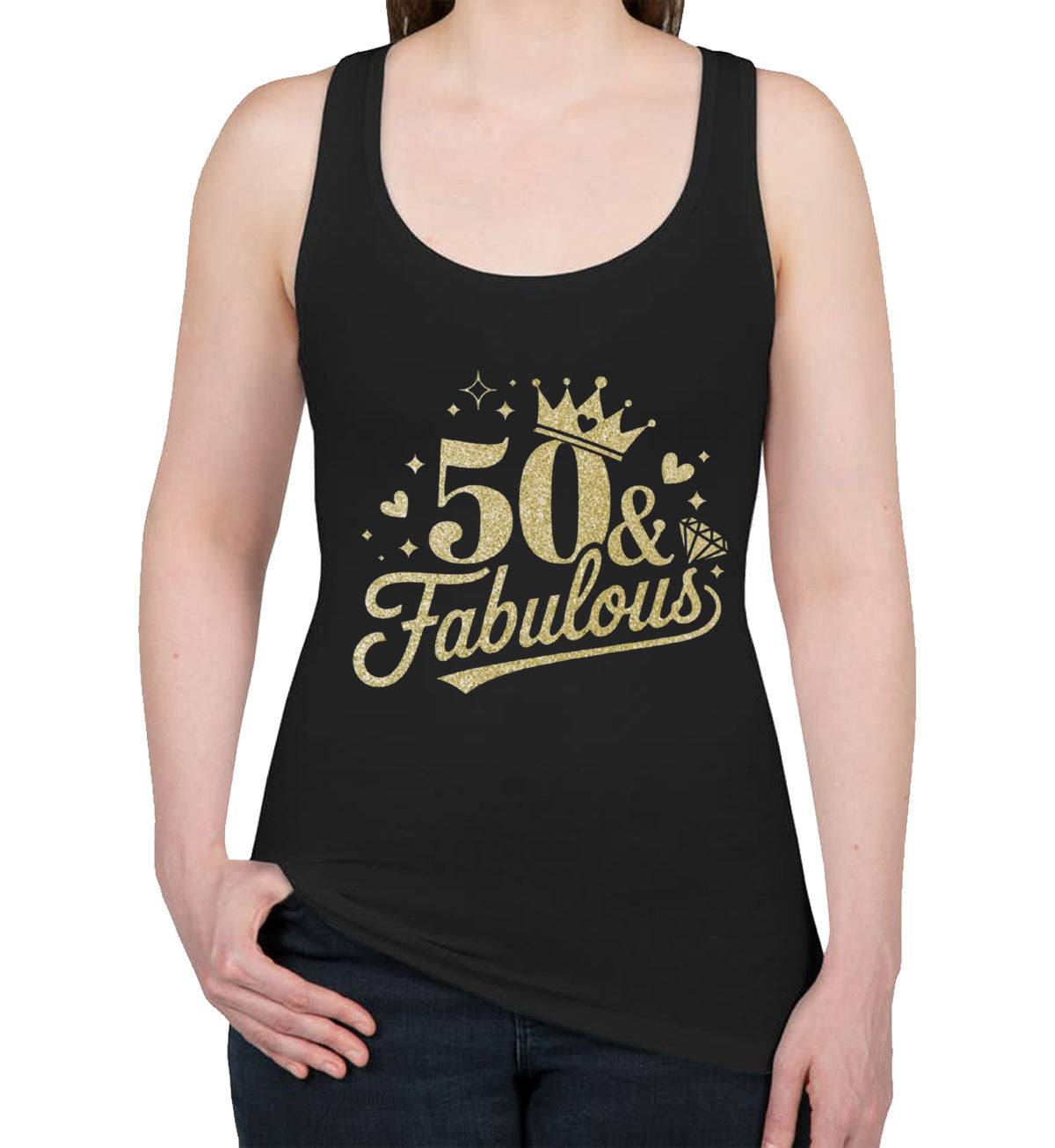 50 And Fabulous 50th Birthday Women's Racerback Tank Top