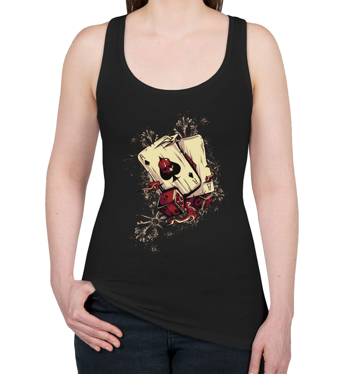 Ace Of Spaces Of Death And Dice Women's Racerback Tank Top