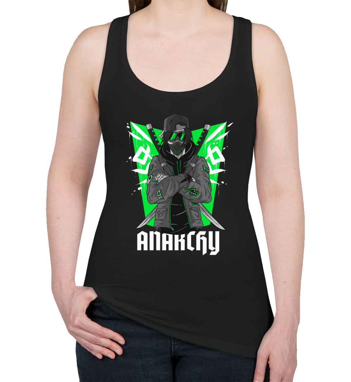 Anarchy Anarchist Ninja Samurai Warrior Anime Women's Racerback Tank Top