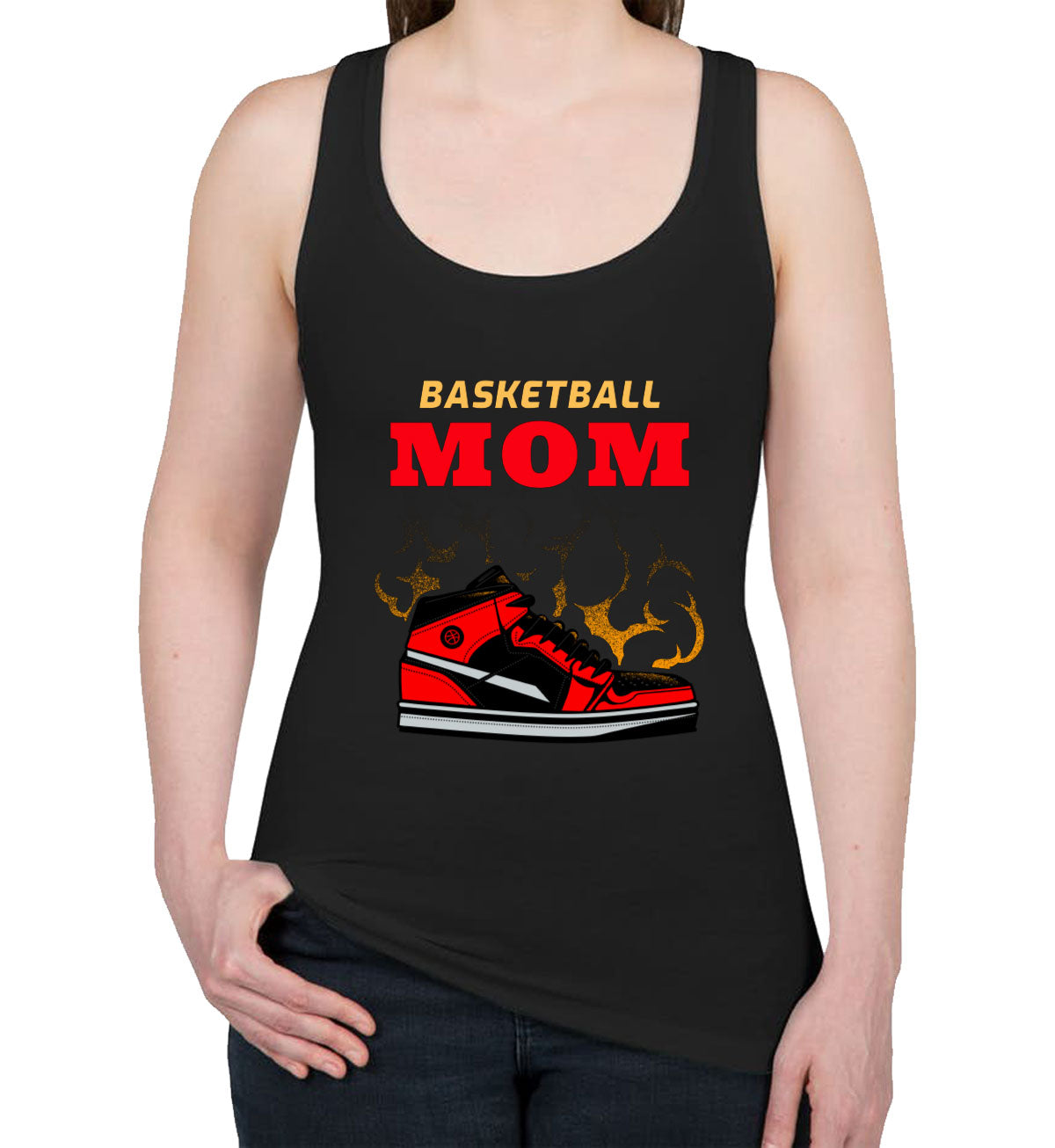 Basketball Mom Basketball Sneakers Women's Racerback Tank Top