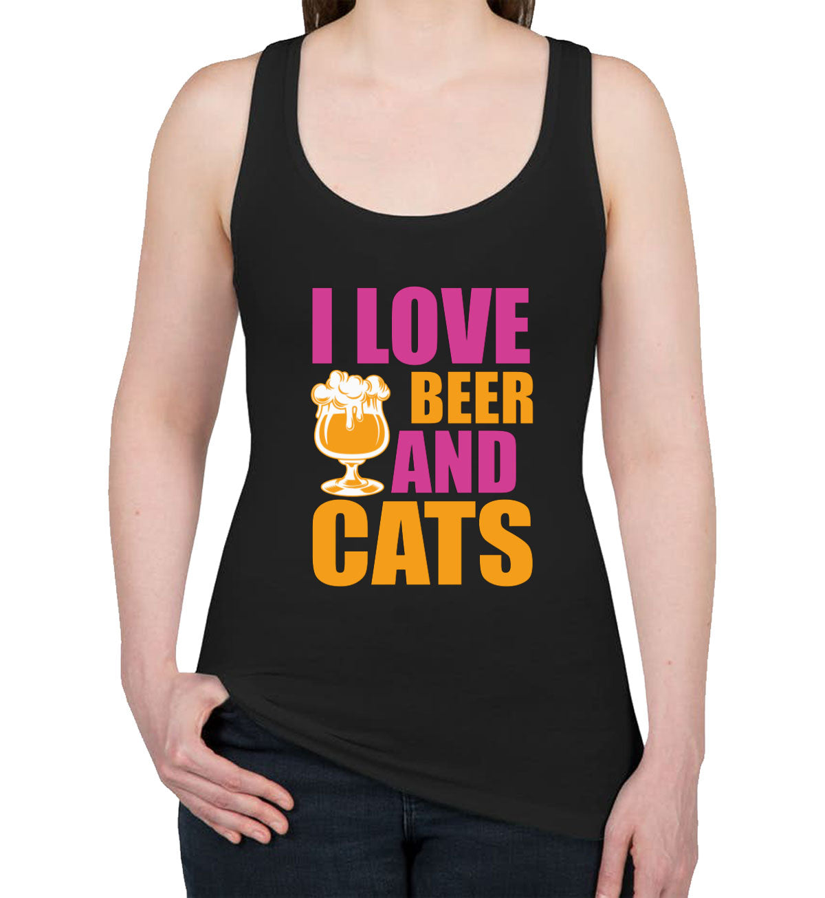 I Love Beer And Cats Women's Racerback Tank Top