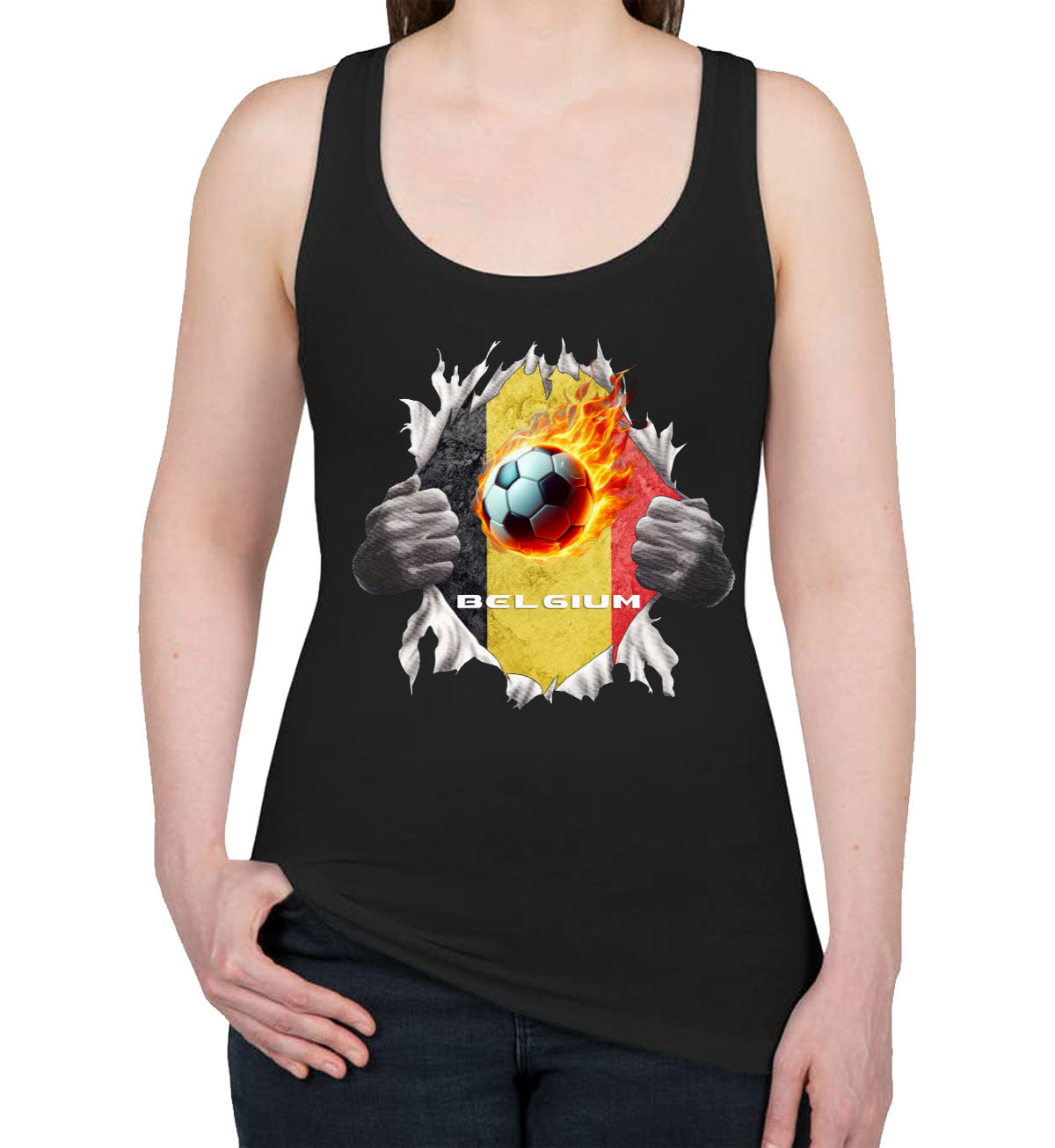 Belgium Euro Cup Soccer Football Women's Racerback Tank Top