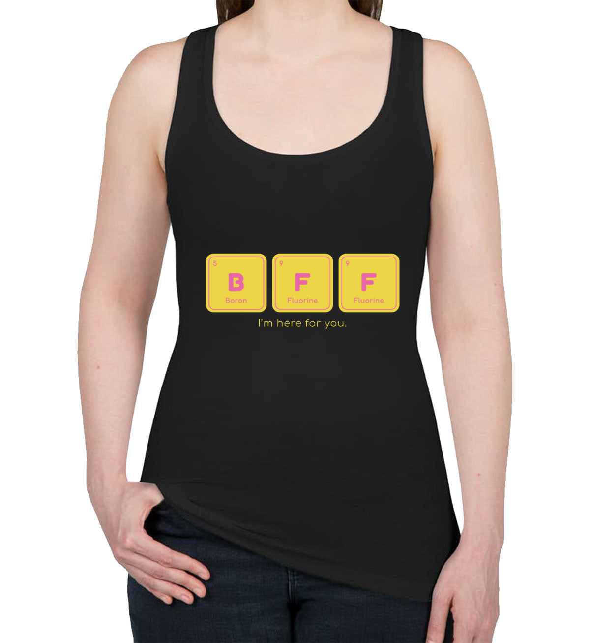 BFF Best Friends Forever Funny Periodic Table Women's Racerback Tank Top