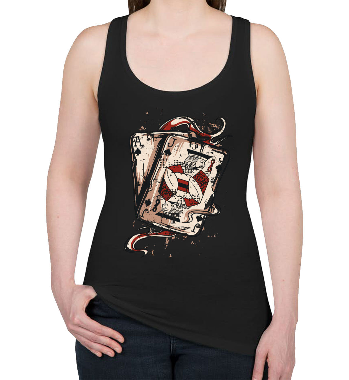 Blackjack Playing Cards Women's Racerback Tank Top