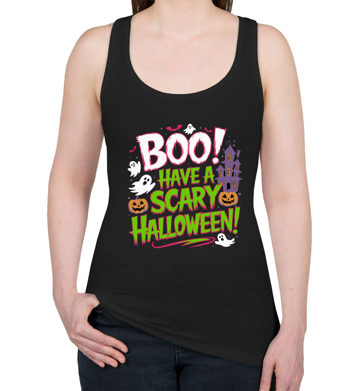 Boo Have A Scary Halloween Women's Racerback Tank Top