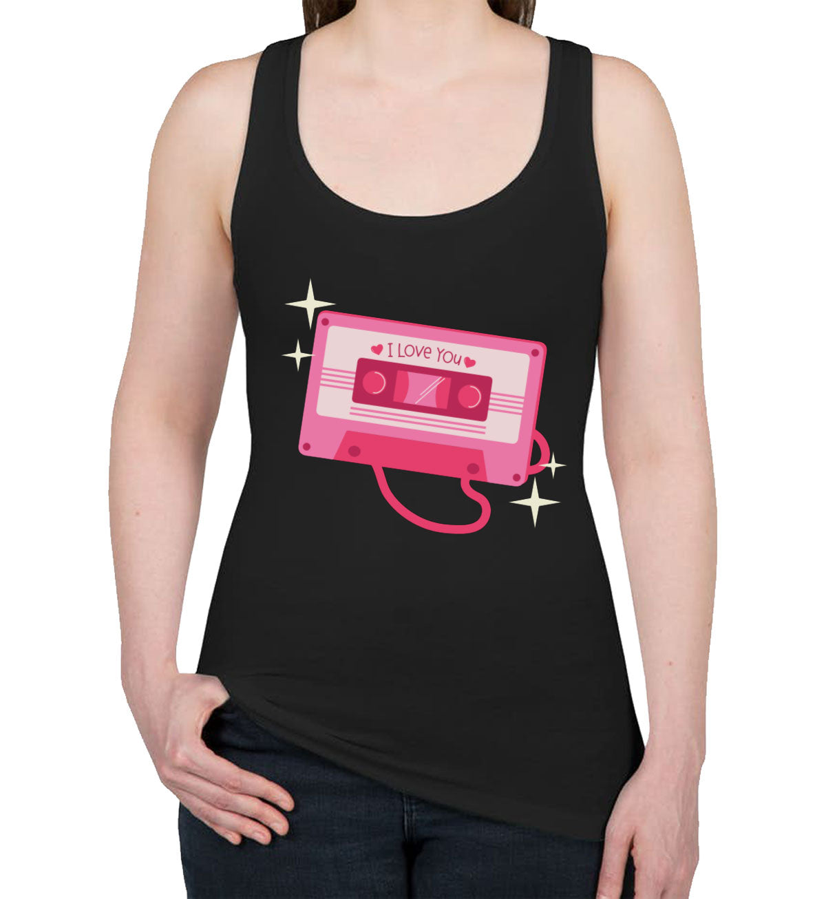 Casette Tape I Love You Valentine's Day Women's Racerback Tank Top