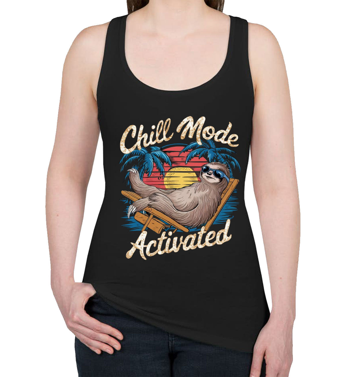 Chill Mode Activated Sloth Women's Racerback Tank Top