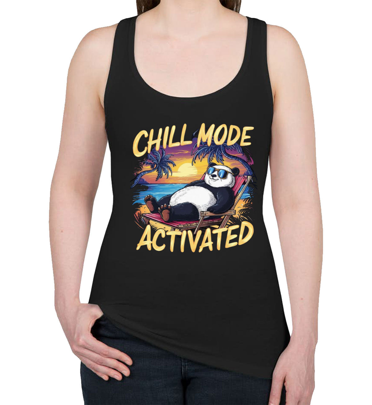 Chill Mode Activated Panda Women's Racerback Tank Top