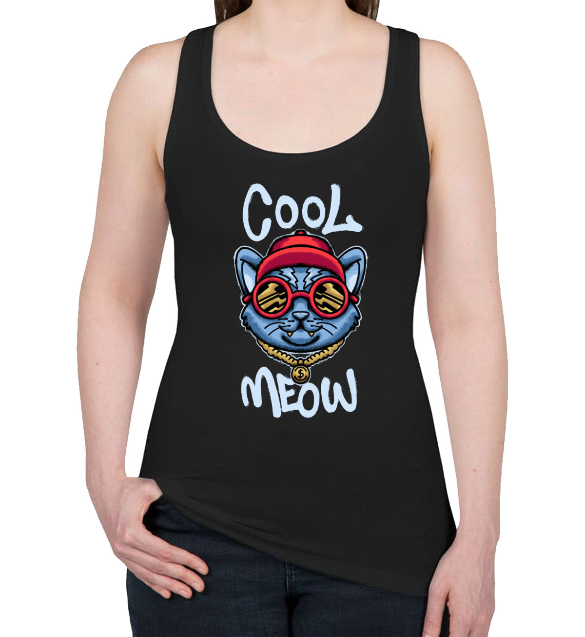 Cool Meow Cat Women's Racerback Tank Top