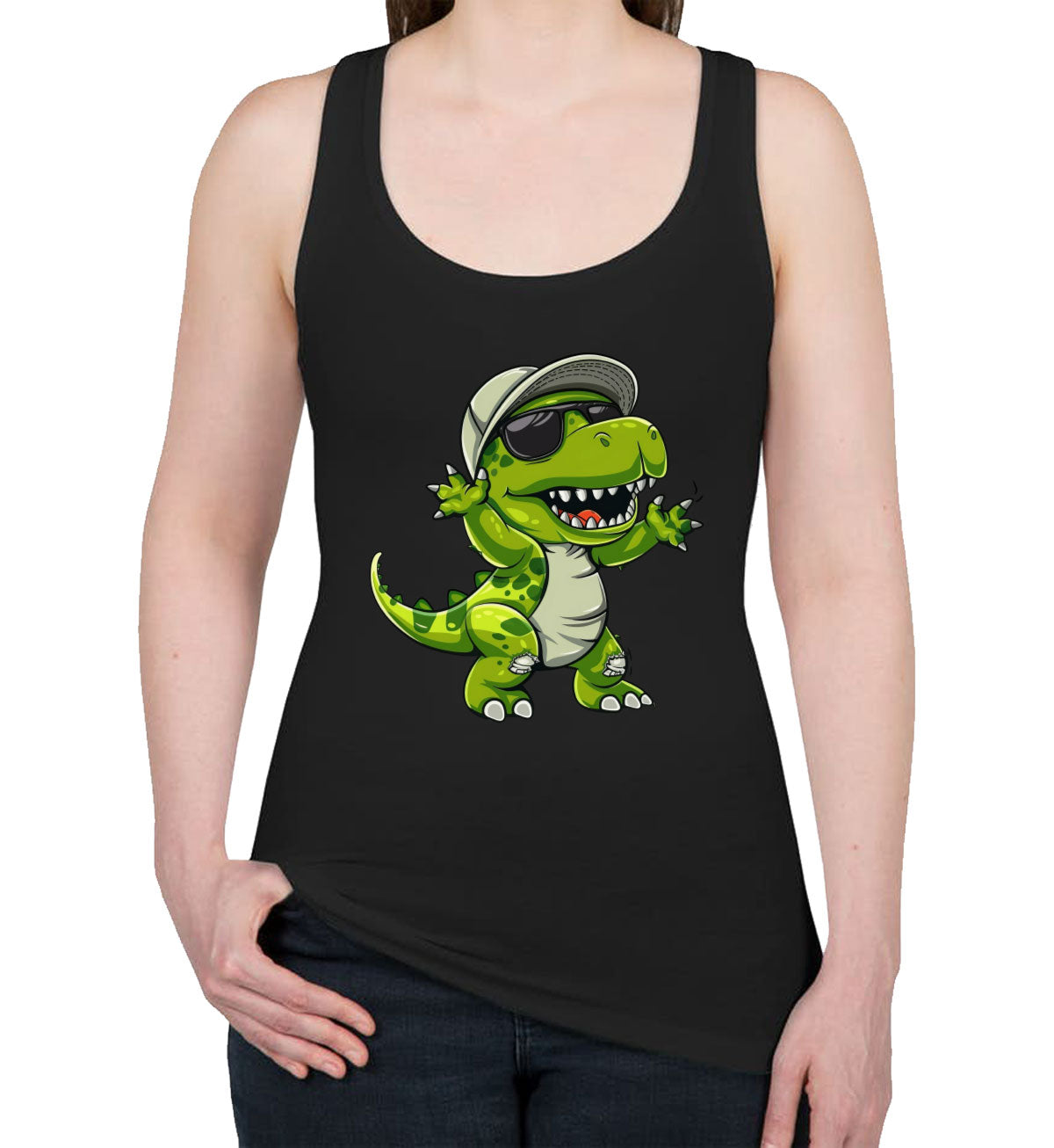 Dabbing Dinosaur Women's Racerback Tank Top