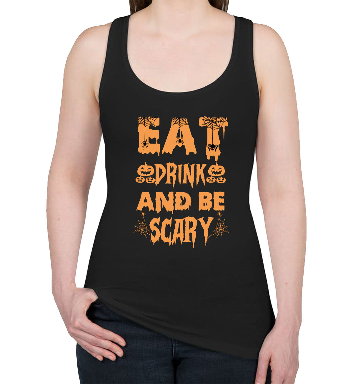 Eat Drink And Be Scary Halloween Women's Racerback Tank Top