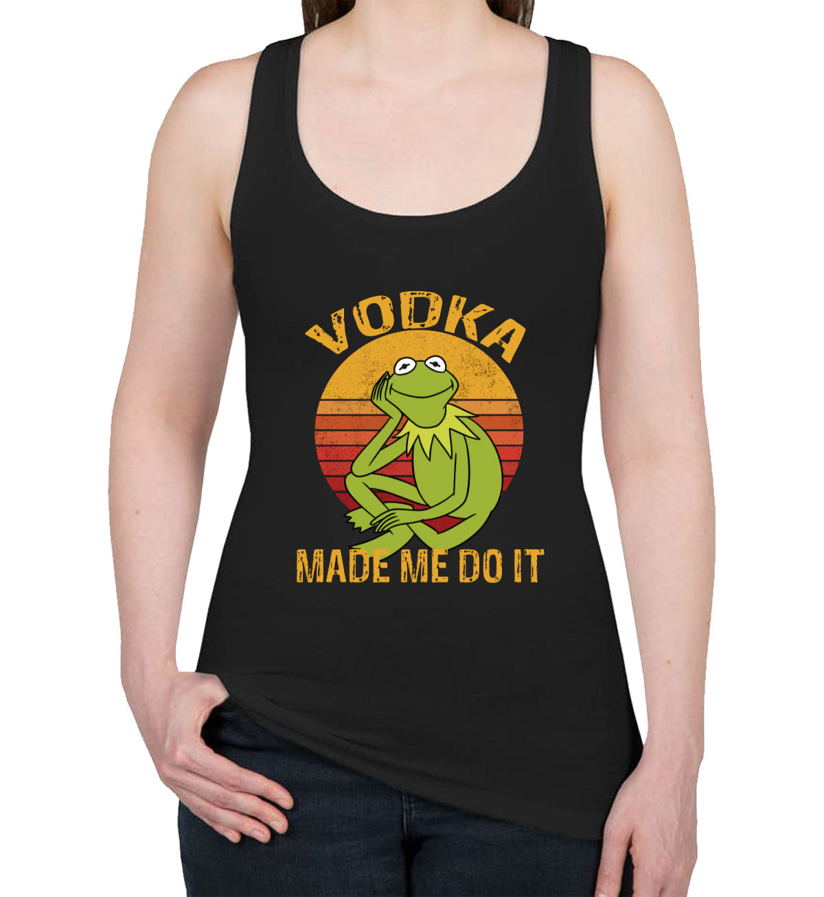 Vodka Made Me Do It Frog Meme Women's Racerback Tank Top