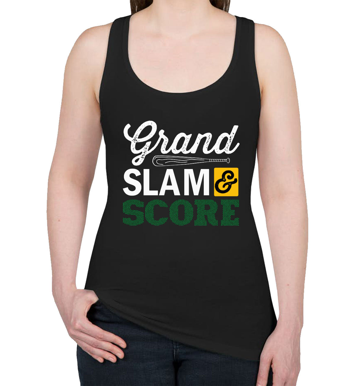 Grand Slam And Score Baseball Bat Women's Racerback Tank Top